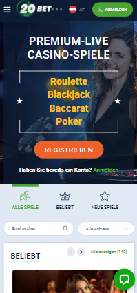 Mobile Version von 20bet Casino