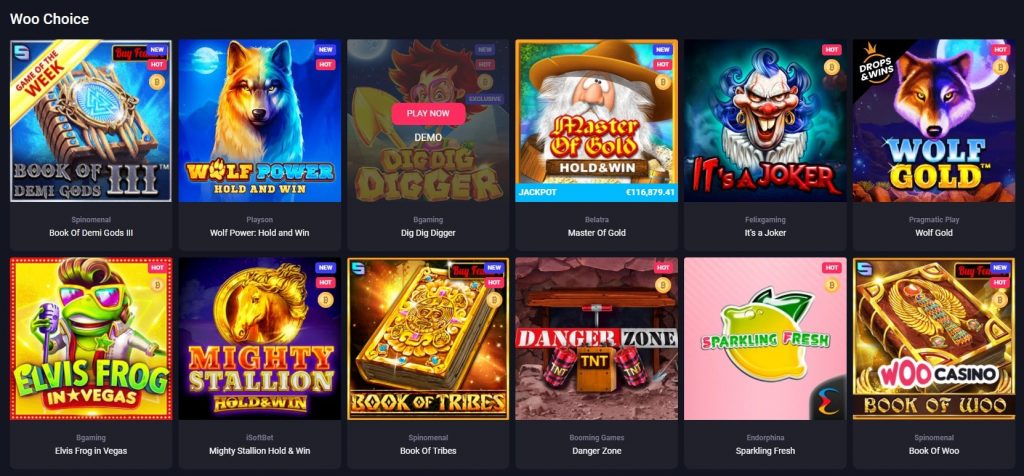 PlayAmo Game Lobby Woo Game Choice 1024X476