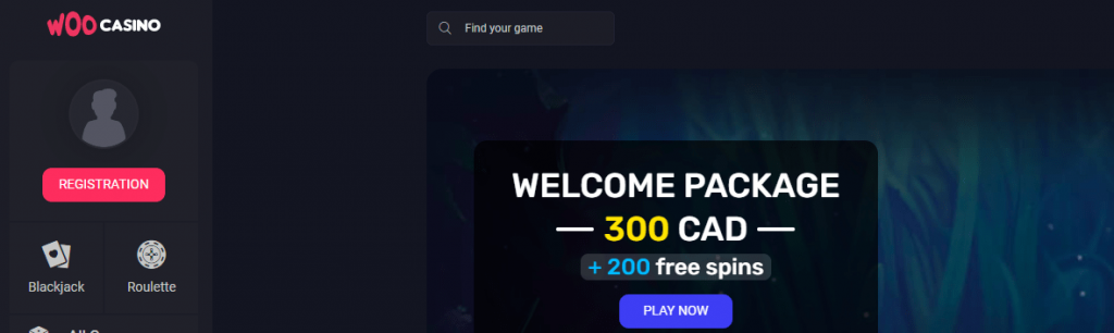 Woo Casino game lobby Woo Casino Lobby 1024X306