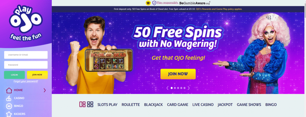 Playojo Casino Homepage