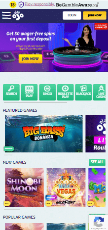 Mobile Version of Playojo Casino