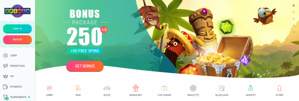 Eskimo Casino lobby - screenshot Screenshot van Spinia casino