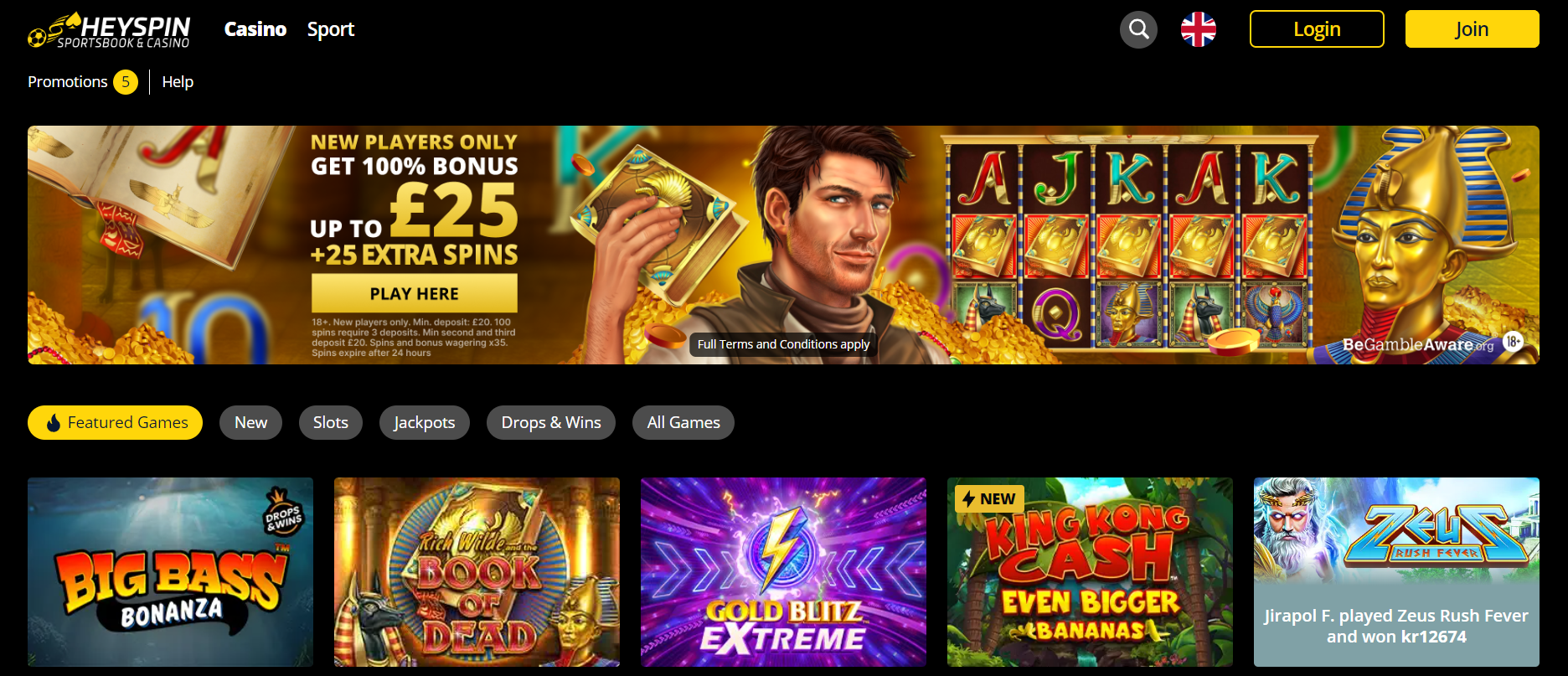 Heyspin Casino Lobby