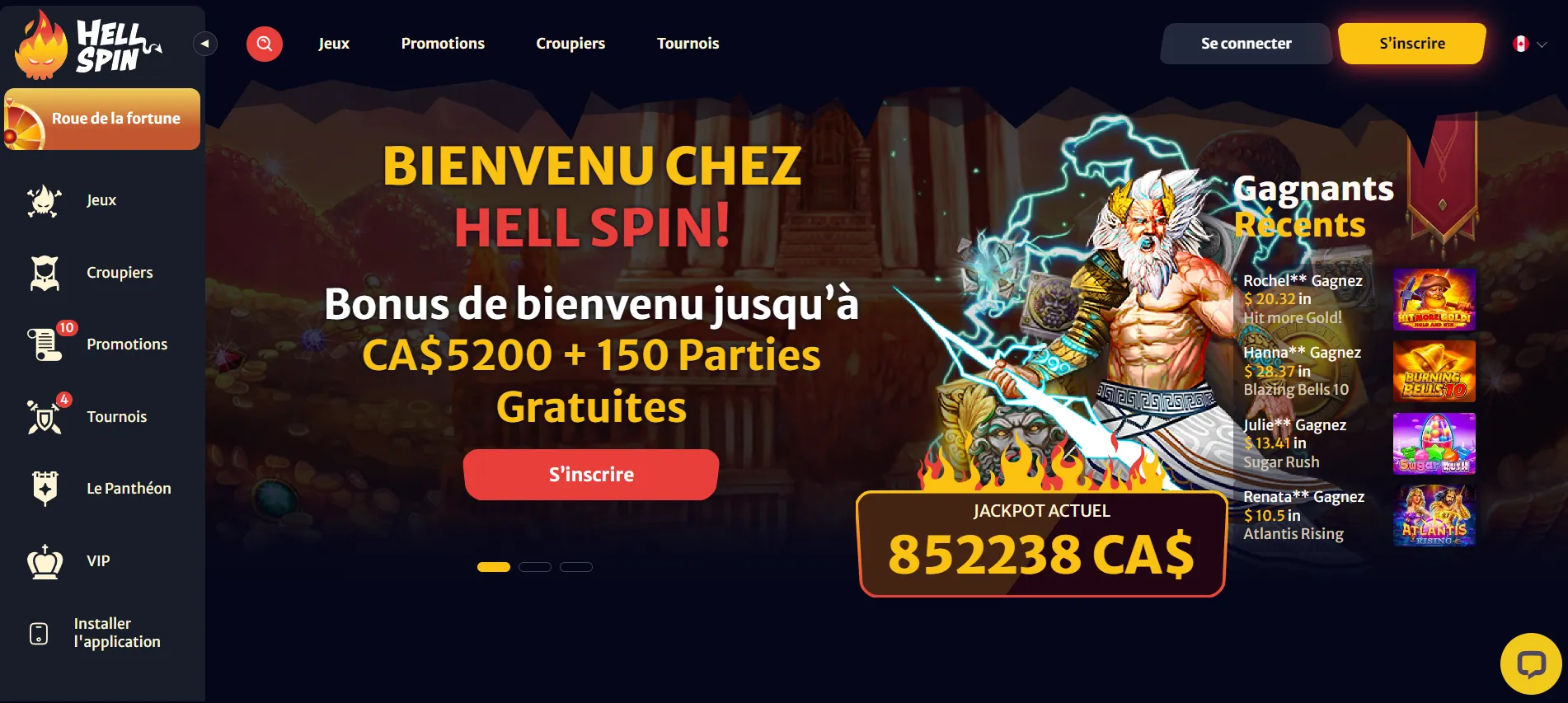 hell spin casino lobby
