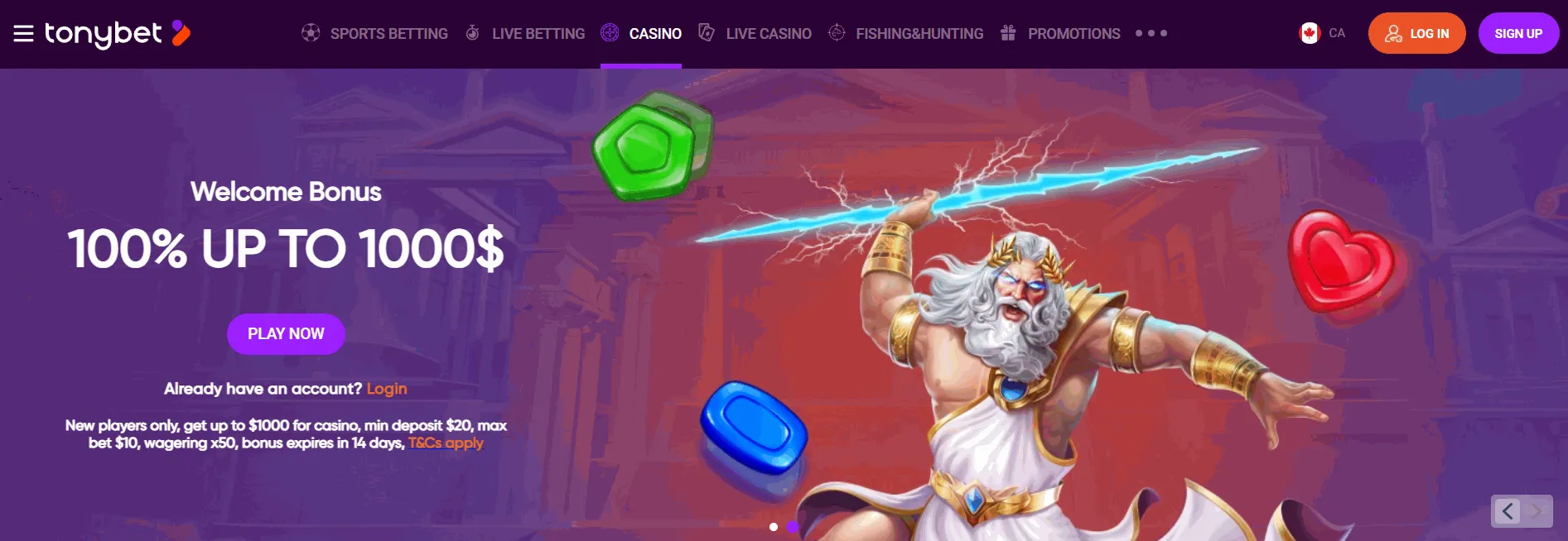 Tonybet Casino with SMS payment alternatives