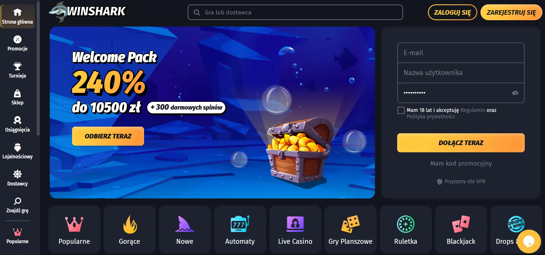 winshark casino lobby