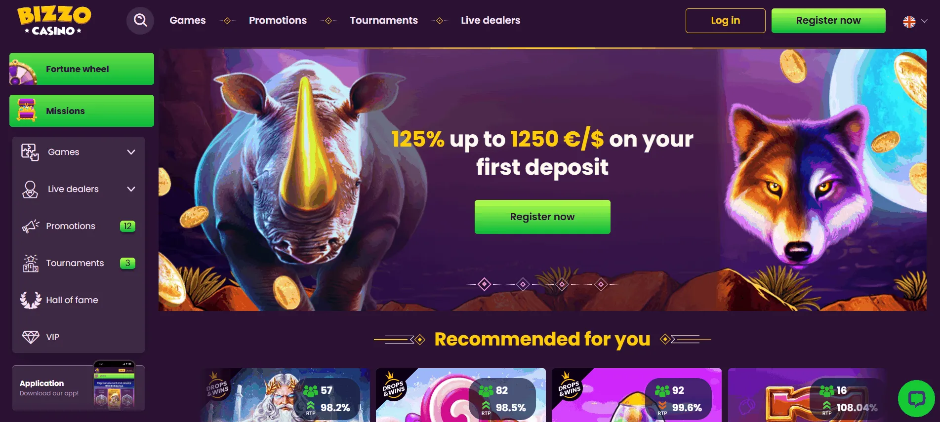 Bizzo Gambling Site Bizzo Homepage