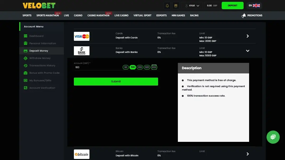 Velobet bank transfer deposit options Velobet Bank Transfer deposit