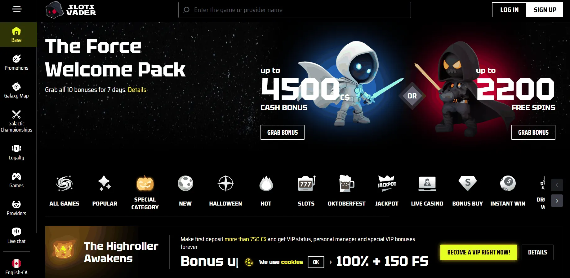 Safe Casino Slots Vader in Canada Safe Online Casino Slots Vader