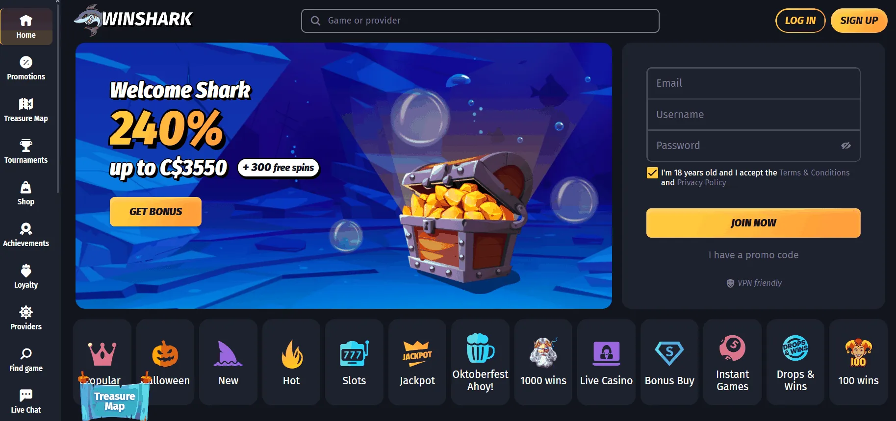 Safe Casino Winshark in Canada Safe Online Casino Winshark